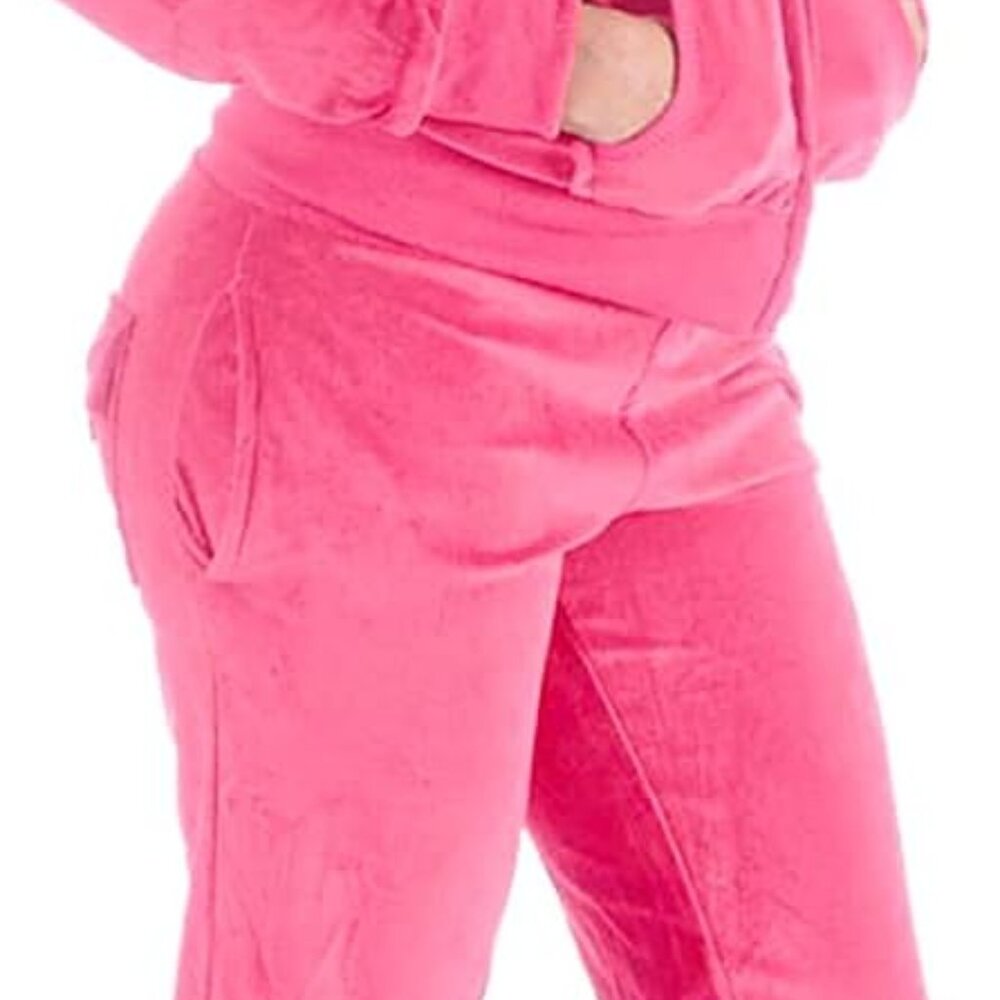 Velour Tracksuit Womens 2 Pieces Joggers Outfits Jogging Sweatsuits Set Soft Spo